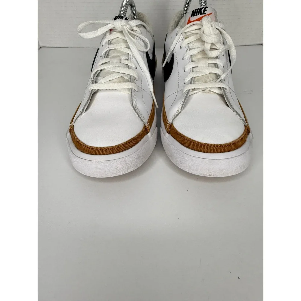 Nike Court Legacy‎ Kids 7Y White Black DA5380-102 Tan Trim Low Top SportyTennis
